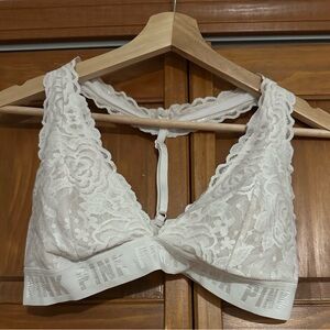 PINK Victoria's Secret Ivory Lace Bralette with Racerback